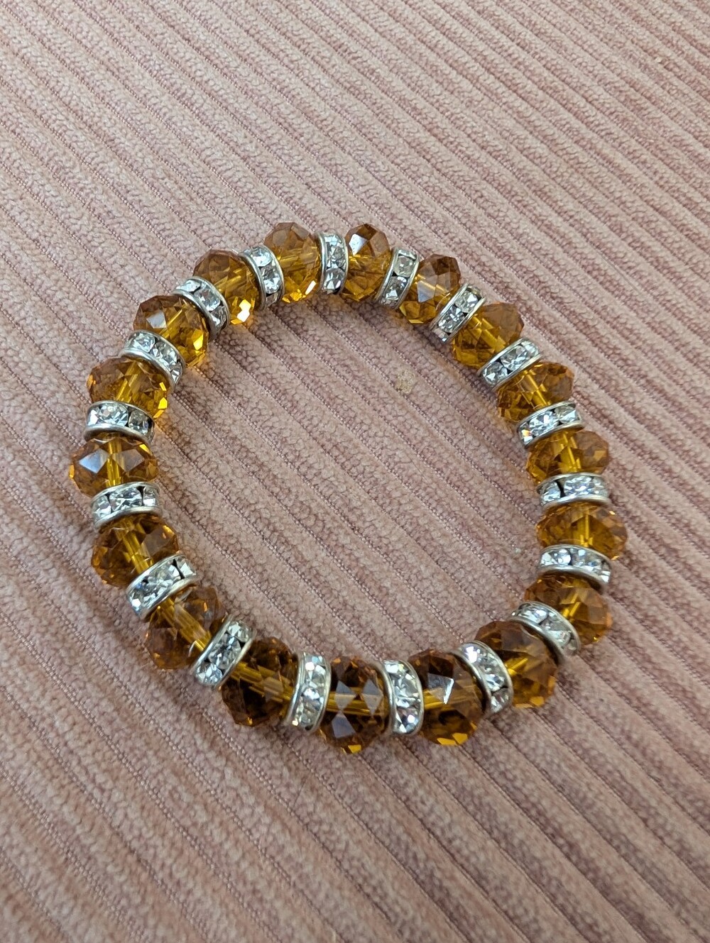 Amber Crystal & Rhinestone Rondelle Stretch Bracelet